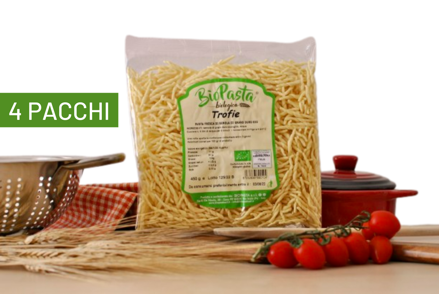 Trofie fresche bio pasta artigianale tipica lucana Multipack da 4 pacchi