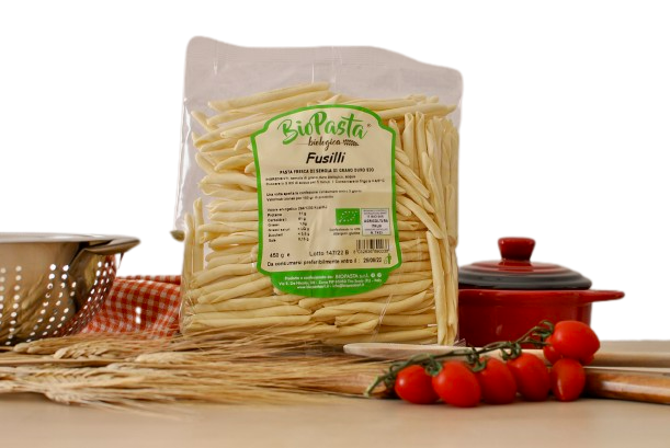 Fresh organic fusilli, typical Lucanian artisan pasta