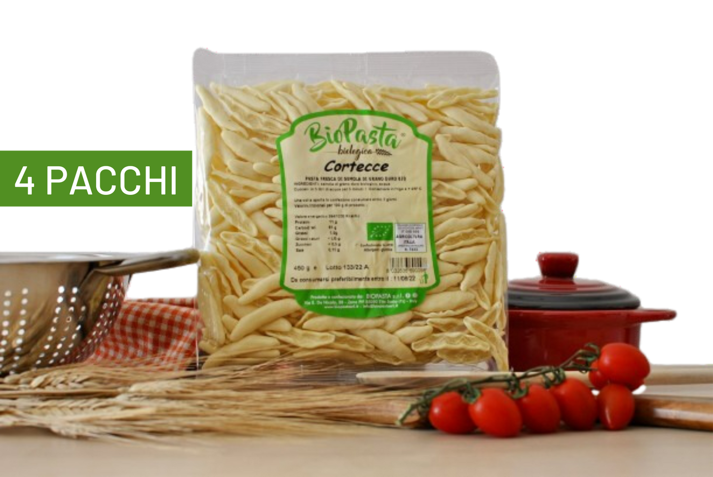 Cortecce bio pasta artigianale secca tipica lucana Multipack da 4 pacchi