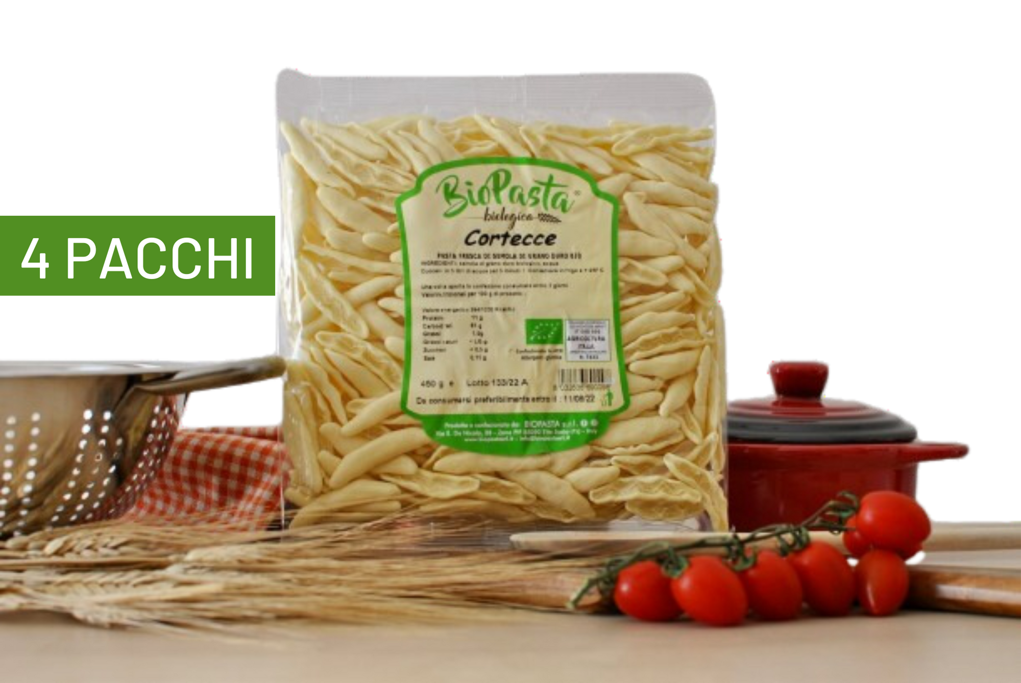 Organic barks typical dry artisan pasta from Lucania Multipack of 4 packs