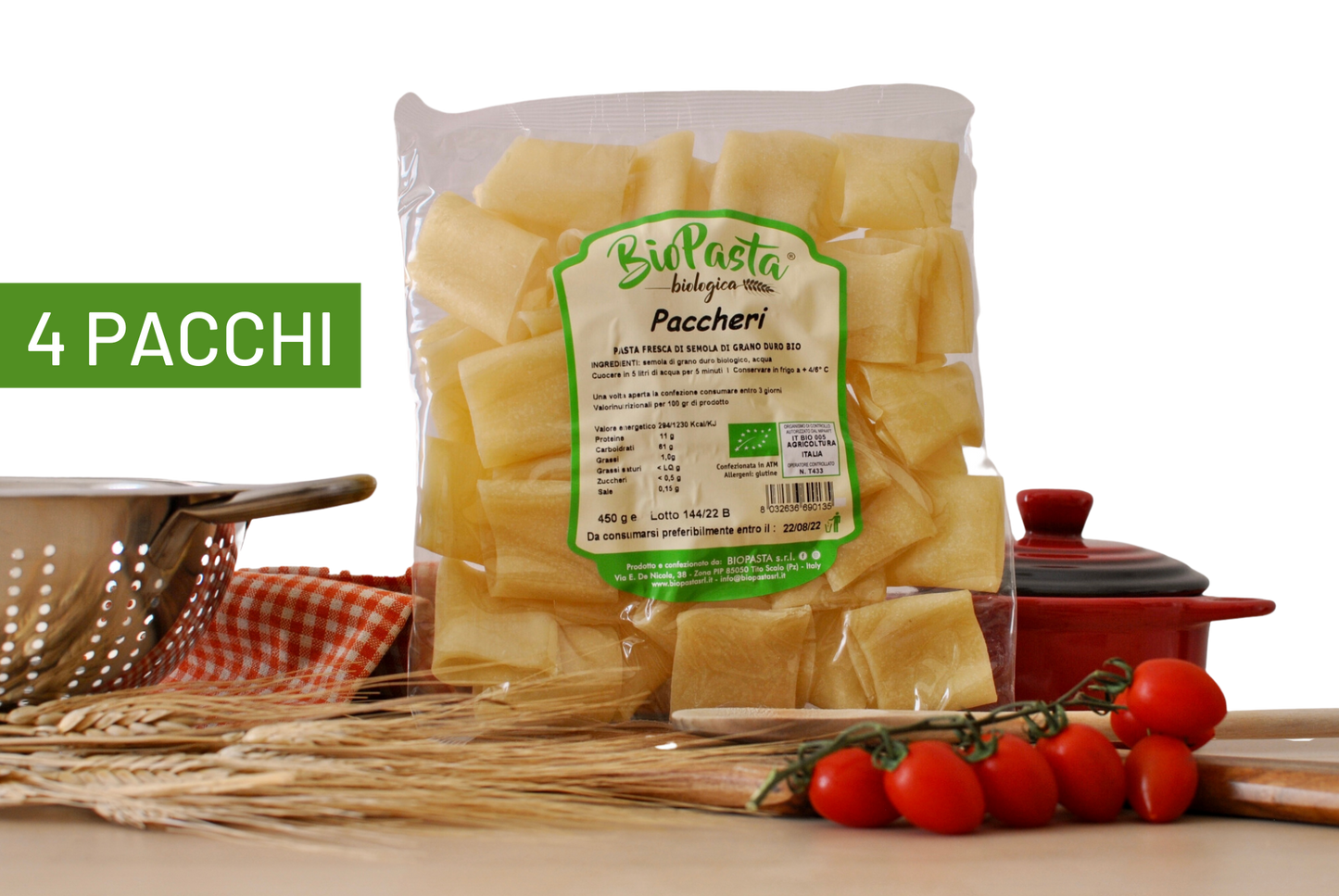 Paccheri bio pasta artigianale secca tipica lucana Multipack da 4 pacchi