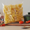 Fresh organic Rigatoni, typical Lucanian artisan pasta